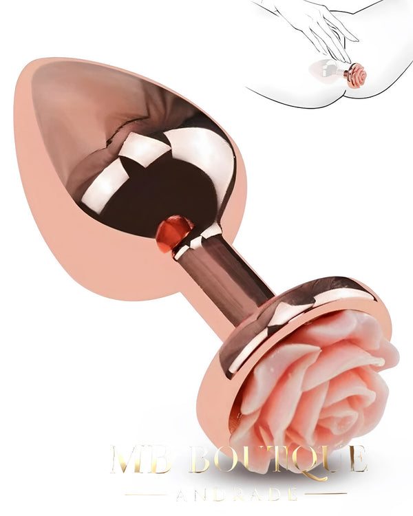 Plug Rosa Luxuoso com Base de Flor – Sensualidade, Elegância e Estímulo Profundo
