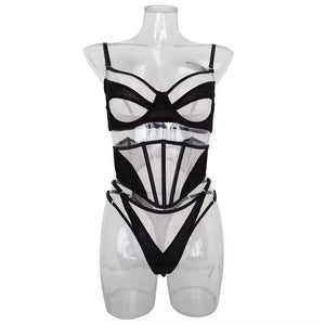 Lingerie Black Sculpt com Transparência e Cintura Alta | Com Aro, Sem Bojo