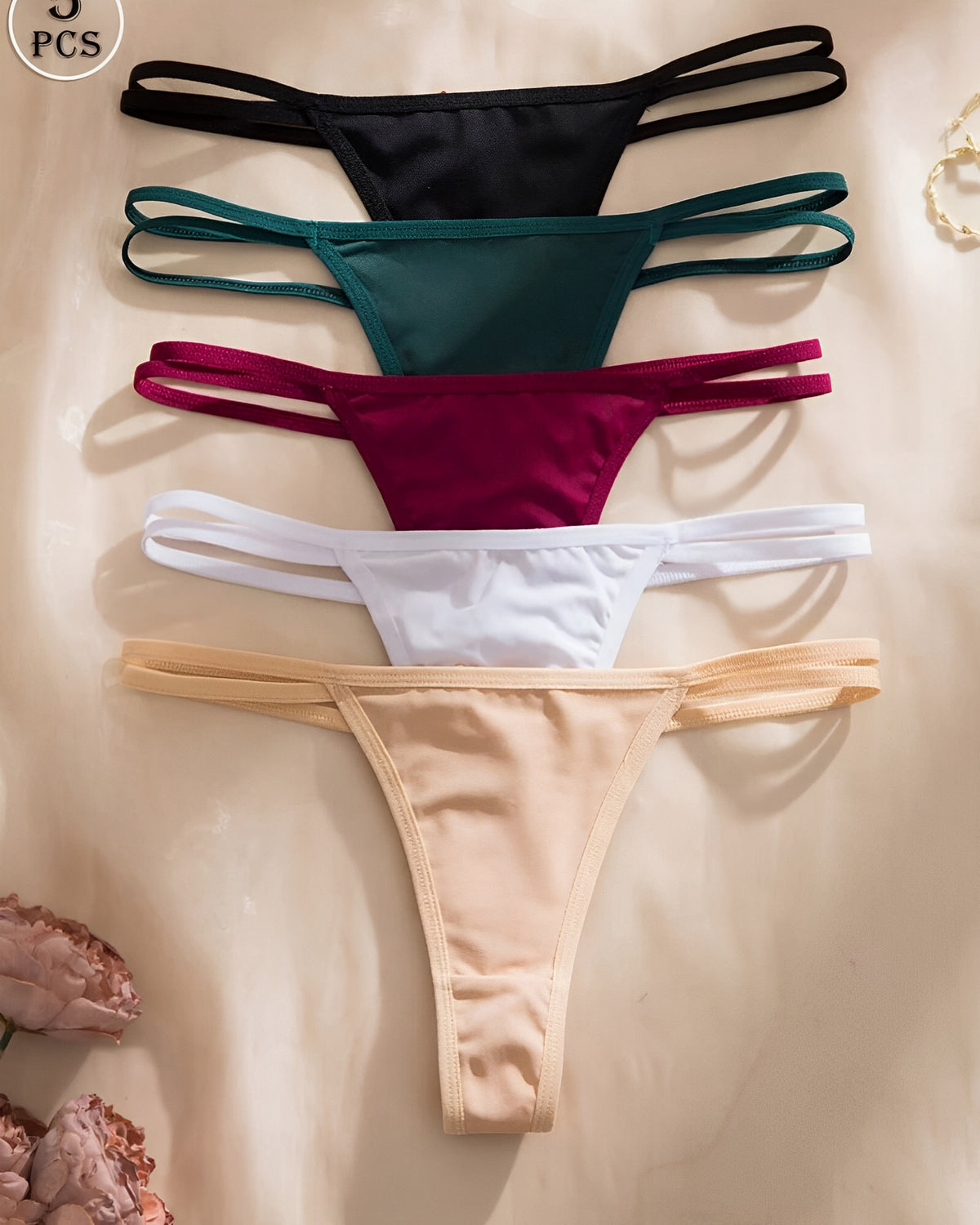 Kit 5 Calcinhas — O Detalhe em Coração que Encanta!