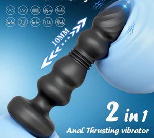 Plug Vibratório Telescópico com Movimento de Impulso - Estimulação Profunda com Vibrações Envolventes