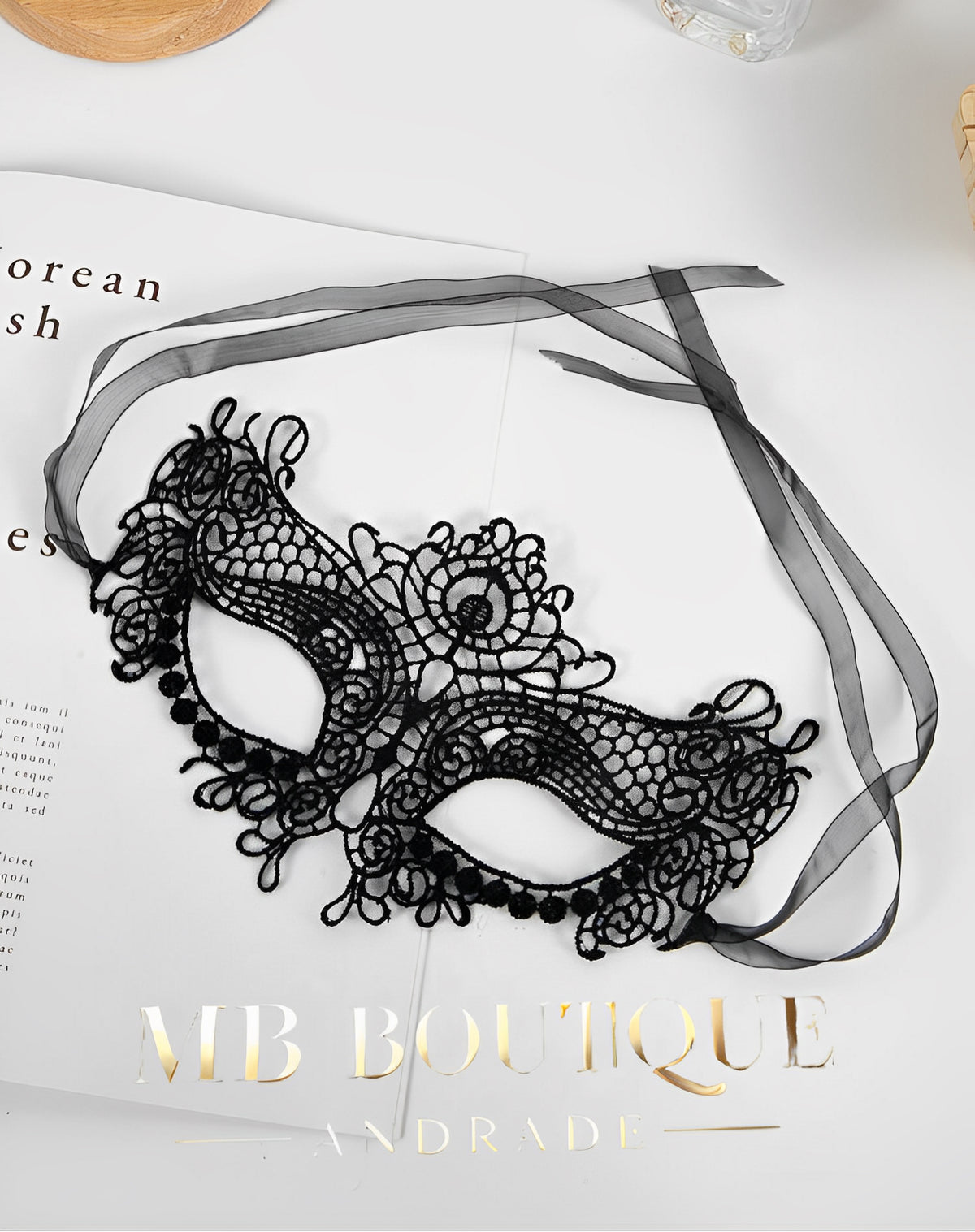 Máscara Renda Clássica Veneziana – Amarração com Fita de Organza