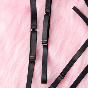 Lingerie Black Secret – Renda Floral com Strappy e Cinta-Liga