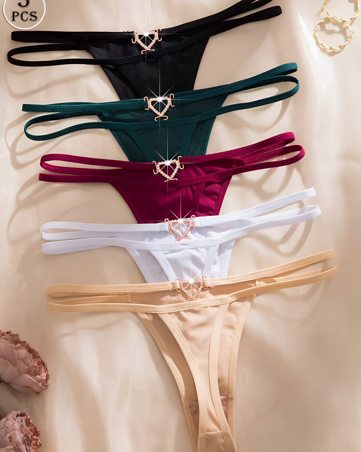 Kit 5 Calcinhas — O Detalhe em Coração que Encanta!