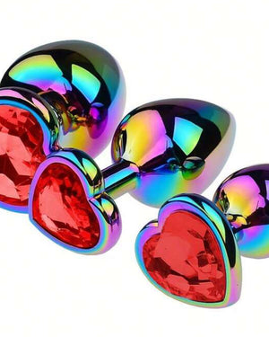 Plug Coração com Joia Multicolorida - Luxo, Brilho e Prazer Incomparável