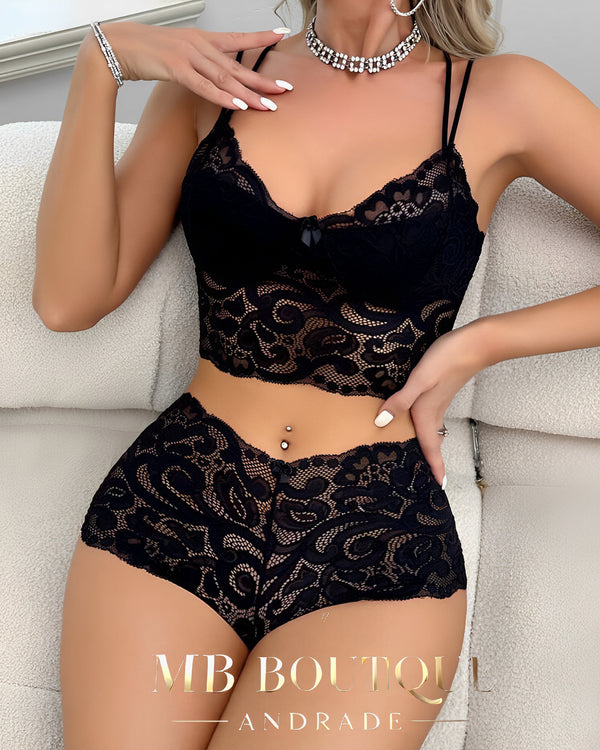 BabyDoll Renda Preta – Sensualidade Clássica com Modelagem Perfeita