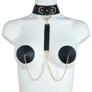 Tapa-Seios Black Snake com Gargantilha – Dominação e Sofisticação em Cada Corrente