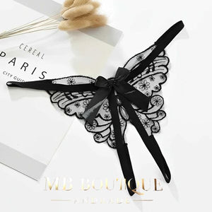 Calcinha com detalhes em laço e desenho em borboleta