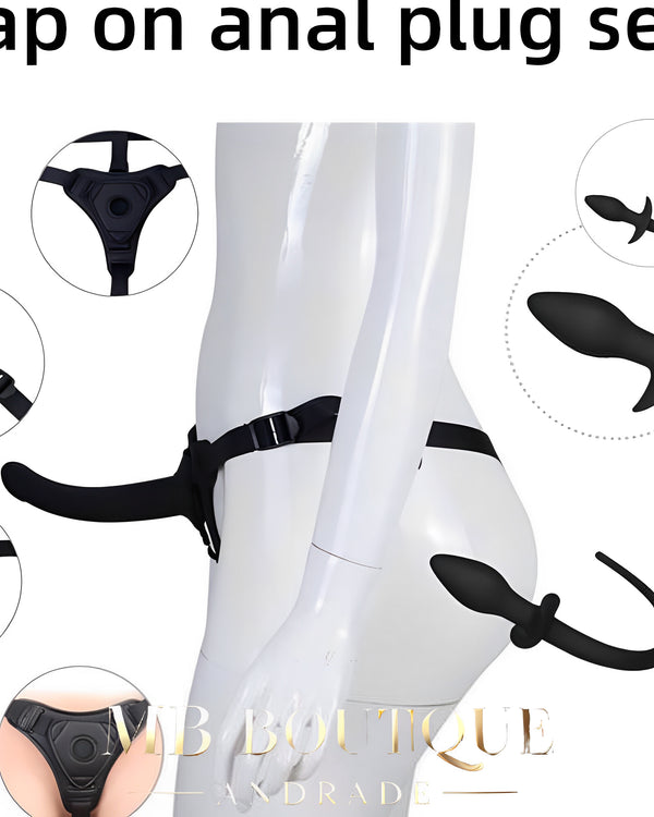 Kit de Dominação Dupla com Plug de Cauda + Cinta com membro realístico