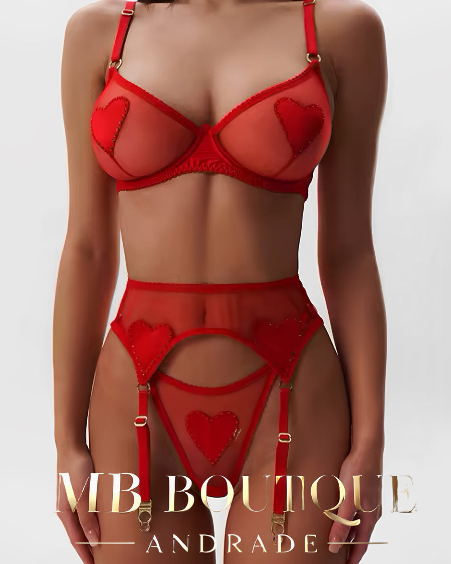 Conjunto Corações Vermelhos – Doce, Sensual e Apaixonante