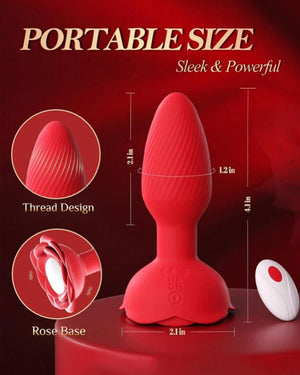 Plug Vibrador Rosa 360° com Controle Remoto - Estímulo Profundo, Rotação Envolvente e Elegância Incomparável