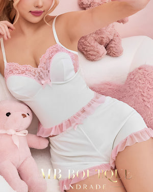 BabyDoll Babados Rosas – Doce, Romântico e Confortável
