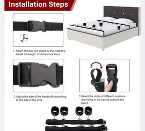 4 em 1 – Algemas Sob a Cama com Ajuste Universal e Travas Ergonômicas para Pulsos e Tornozelos - Sistema de Restrição
