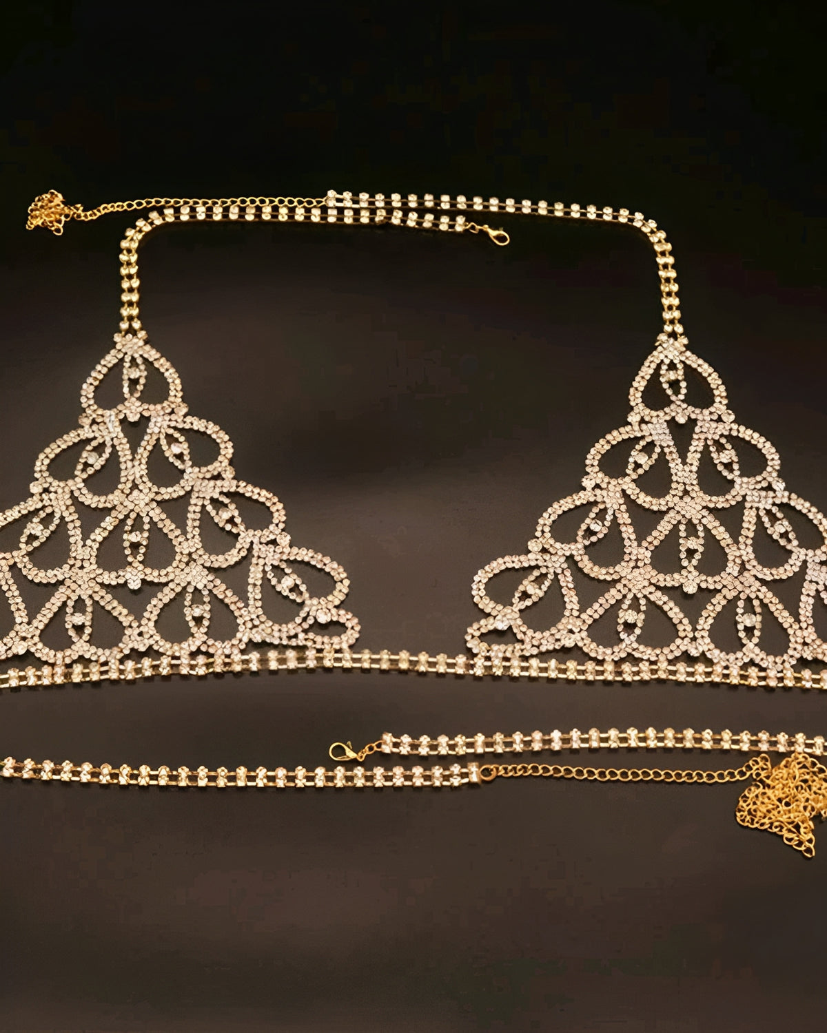 Conjunto Luxo com Strass - Sutiã e Calcinha Sensual (Prata ou Dourado) - Coleção Gold