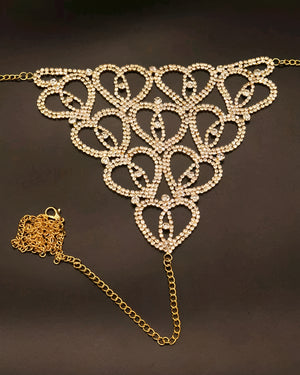 Conjunto Luxo com Strass - Sutiã e Calcinha Sensual (Prata ou Dourado) - Coleção Gold