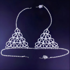Conjunto Luxo com Strass - Sutiã e Calcinha Sensual (Prata ou Dourado) - Coleção Gold