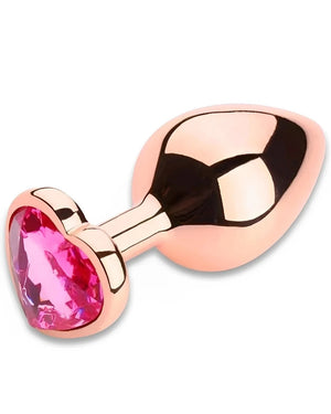 Plug Anal de Metal Rosa Ouro com Pedra Coração