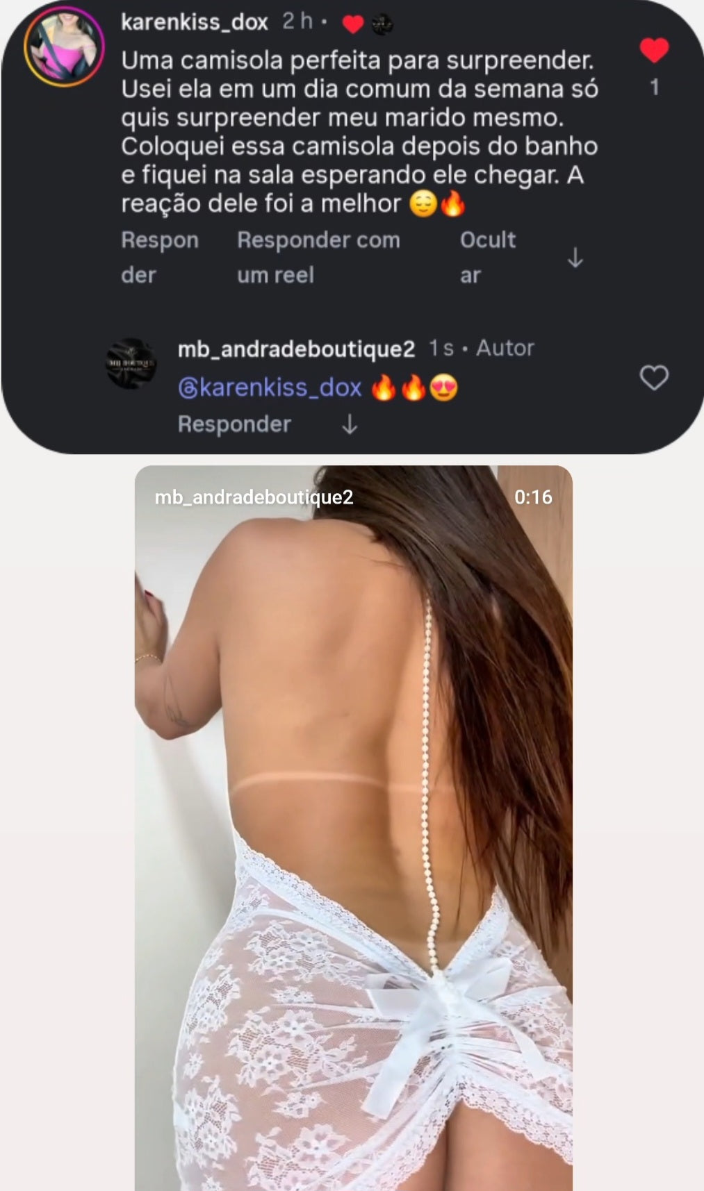 Camisola Branca em Renda Transparente com Pérolas nas Costas - P ao GG