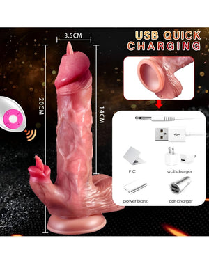 Vibrador com extensão em forma de língua e acessórios de recarga