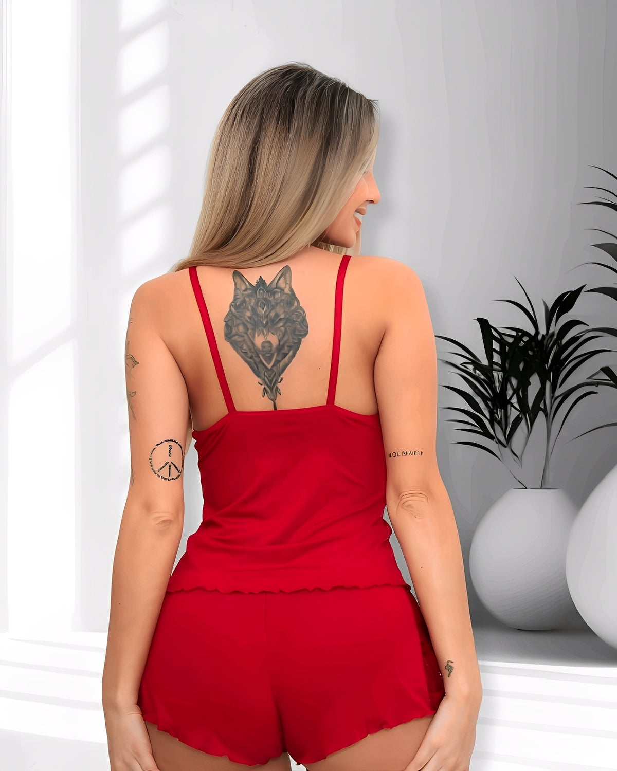 Short Doll Feminino em Microfibra com Renda - Conjunto P ao GG