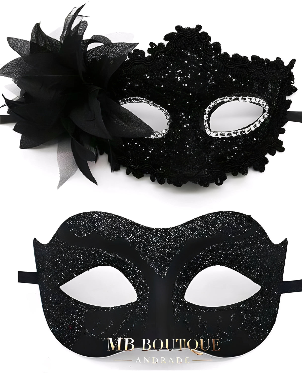 Kit de Máscaras Venezianas Pretas para Casal