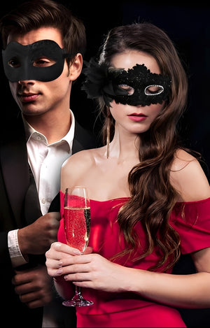 Kit de Máscaras Venezianas Pretas para Casal