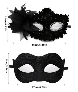 Kit de Máscaras Venezianas Pretas para Casal