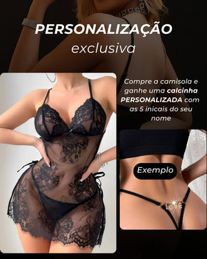 Camisola Rendada com Calcinha Personalizada