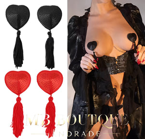 Tapa-Seios Coração com Tassel - Toque Burlesco e Divertido