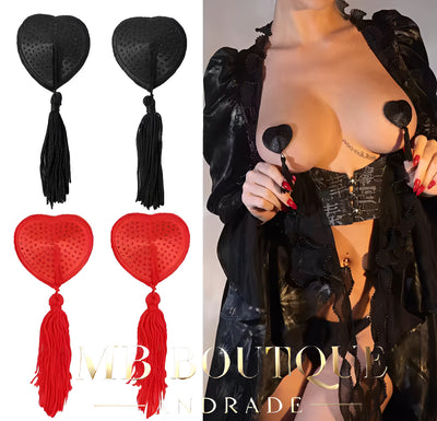 Tapa-Seios Coração com Tassel - Toque Burlesco e Divertido
