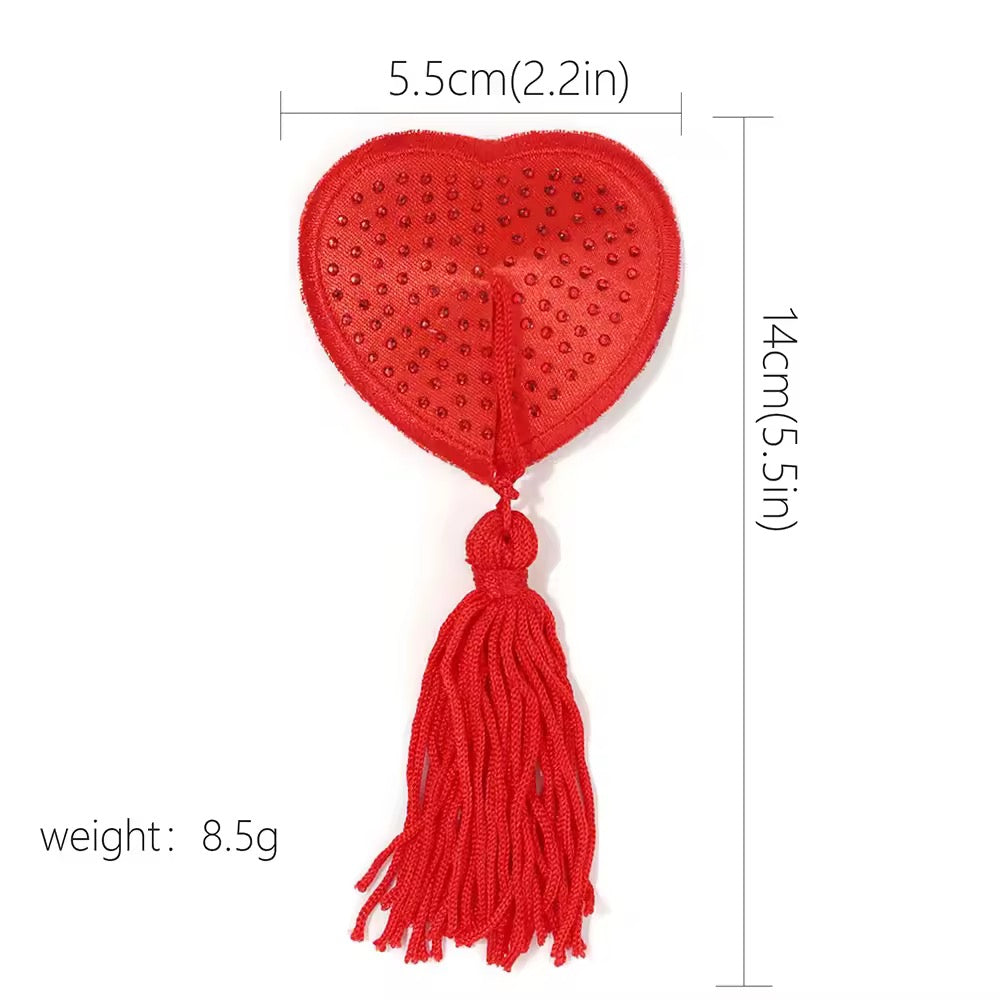 Tapa-Seios Coração com Tassel - Toque Burlesco e Divertido