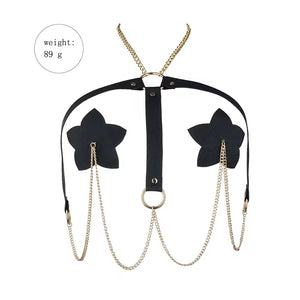 Tapa-Seios Estrela com Harness e Correntes - Domínio e Sedução em Um Só Look