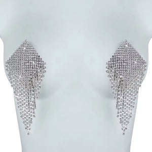 Tapa-Seios Gota de Cristal com Corpo de Strass - Luxo Máximo e Impacto Visual