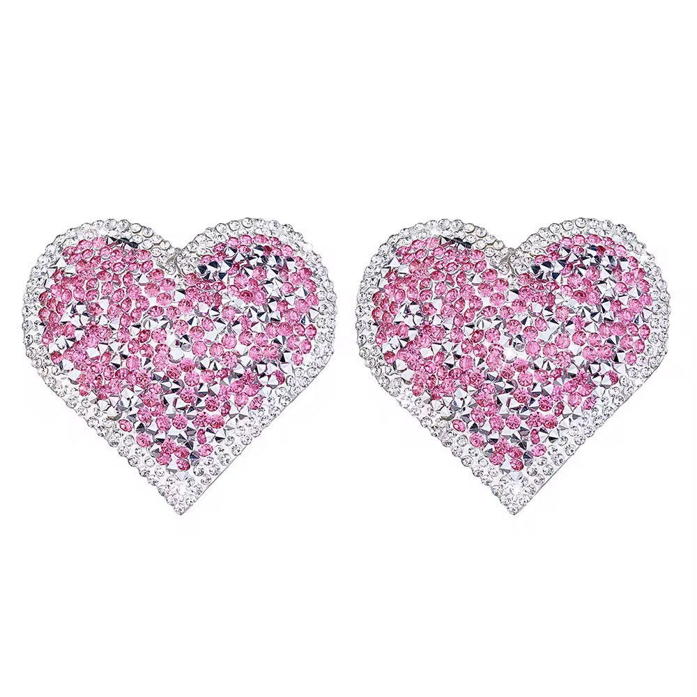 Tapa-Seios Coração Rosa com Strass - Doce e Inesquecível