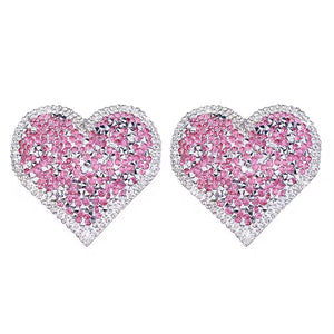 Tapa-Seios Coração Rosa com Strass - Doce e Inesquecível