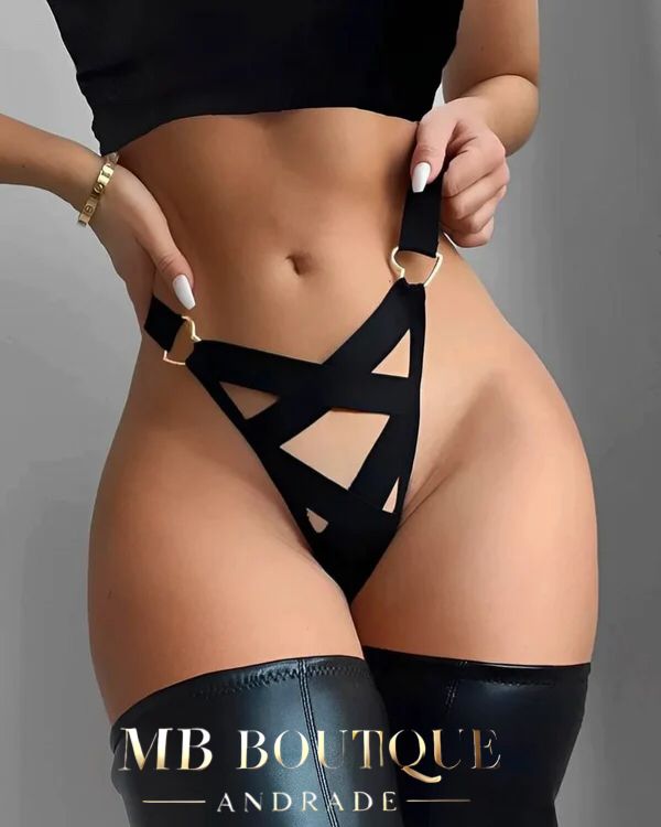 Conjunto Impacto em Renda e Tiras - Top + Calcinha Exclusiva P ao GG