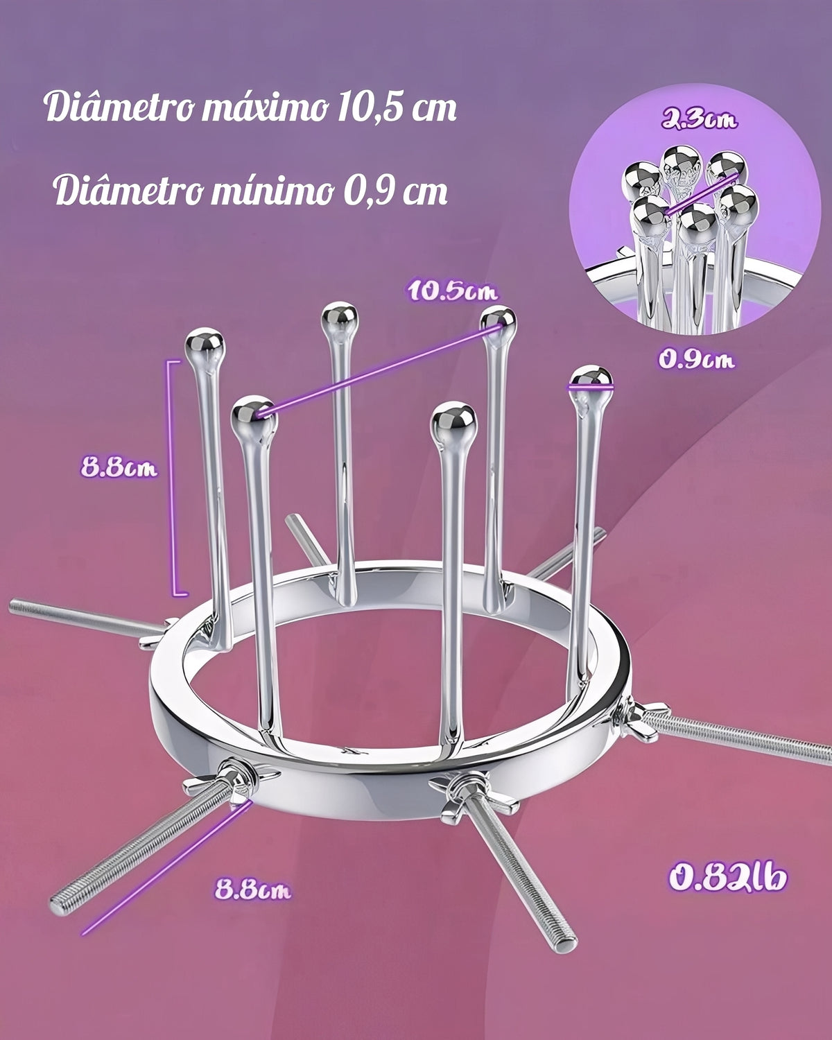 Dilatador Anal e Vaginal Ajustável em Aço Inoxidável - Expansor BDSM de Metal