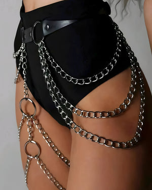 Cinto Harness com Correntes Douradas ou Prateadas