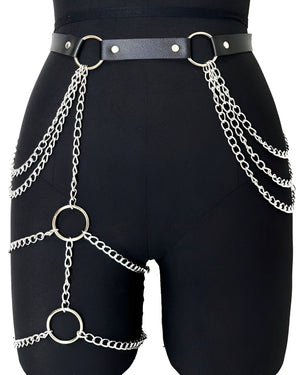 Cinto Harness com Correntes Douradas ou Prateadas