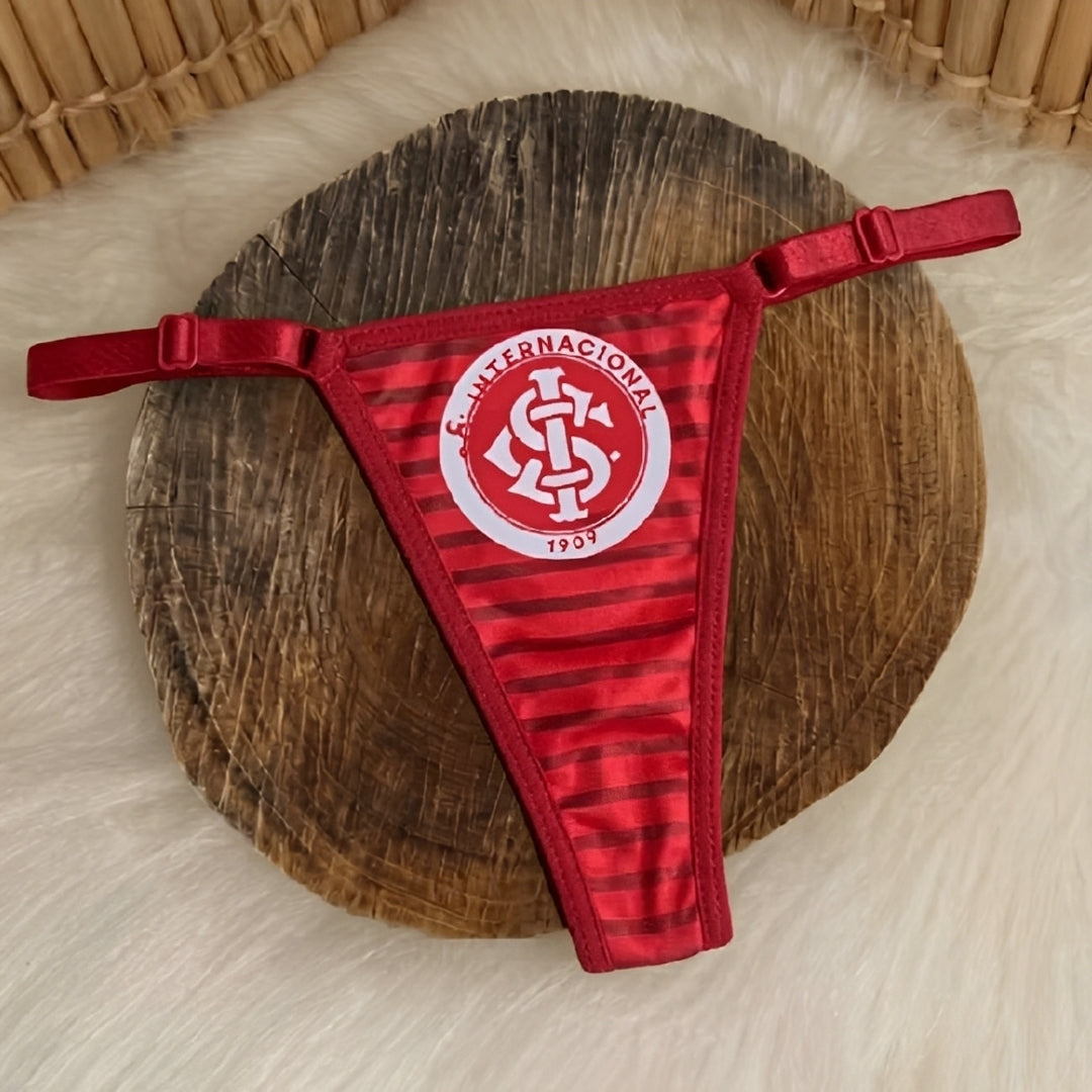 Calcinha Fio Dental com Regulagem e Estampas de Times - P ao GG