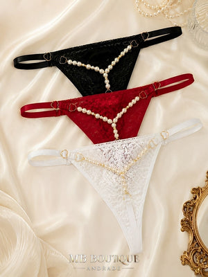 Kit 3 Calcinhas de Renda com Pérola e Regulagem de Coração — MB Andrade Boutique — foto 1