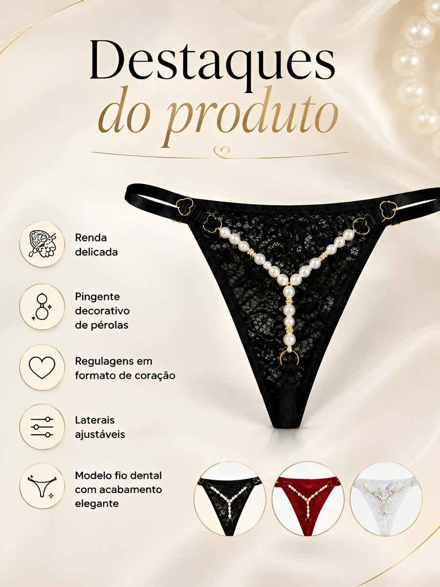 Kit 3 Calcinhas de Renda com Pérola e Regulagem de Coração — MB Andrade Boutique — foto 6