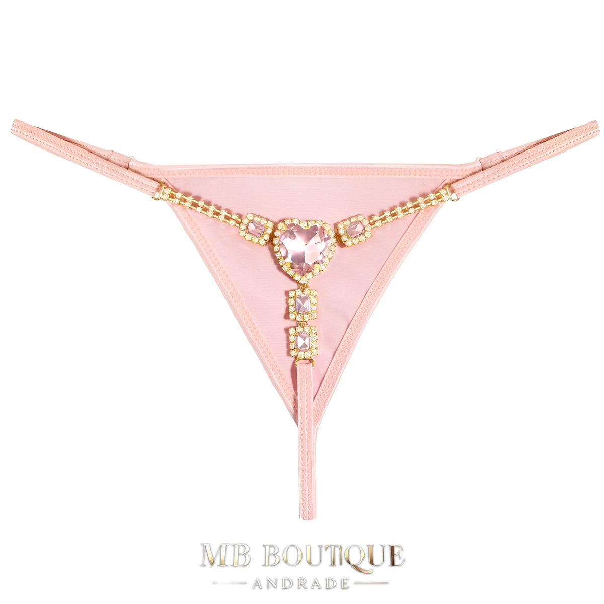 Calcinha Rosa com Coração e Strass Dourados — foto 12