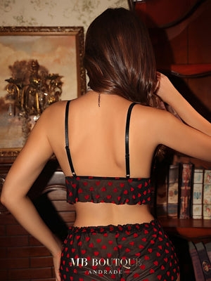 Conjunto Preto de Cerejas com Calcinha Cintura Alta — foto 2