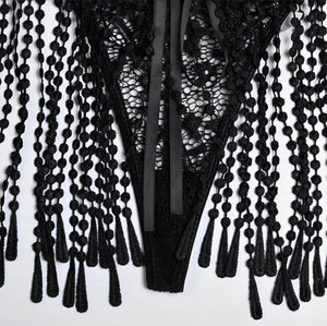 Lingerie com bojo, acompanha saia e luvas de renda