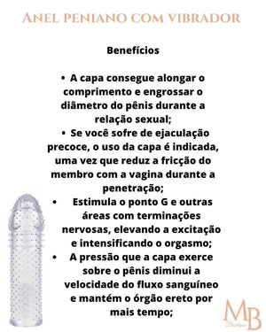 kit - Anel para membro com vibrador + EGG + Capa  transparente