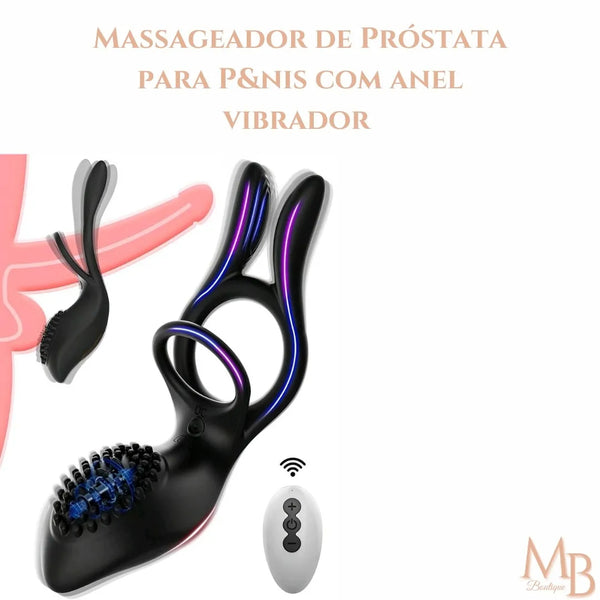 Estimulador masculino com anel vibrador com 10 frequência