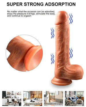 Pênis Realístico com Controle Remoto, Aquecimento e Movimento Telescópico – Silicone Premium