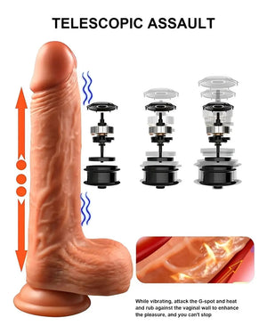 Pênis Realístico com Controle Remoto, Aquecimento e Movimento Telescópico – Silicone Premium