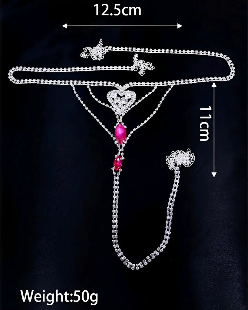 Calcinha Luxo com detalhes em strass rosa (contém regulagem na lateral)