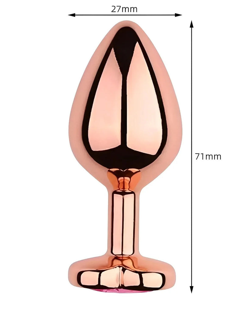 Plug Anal de Metal Rosa Ouro com Pedra Coração – Luxo, Elegância e Prazer Intenso